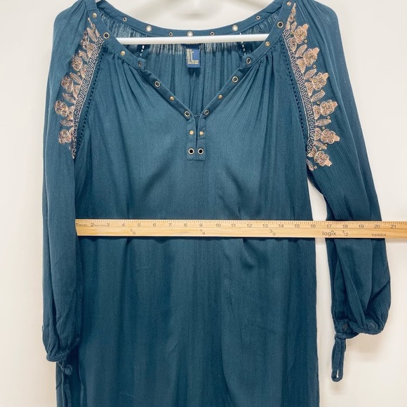 Forever 21 Dress Size S Women’s Embroidered Tunic Style Beachy Mini Blue - Picture 12 of 12